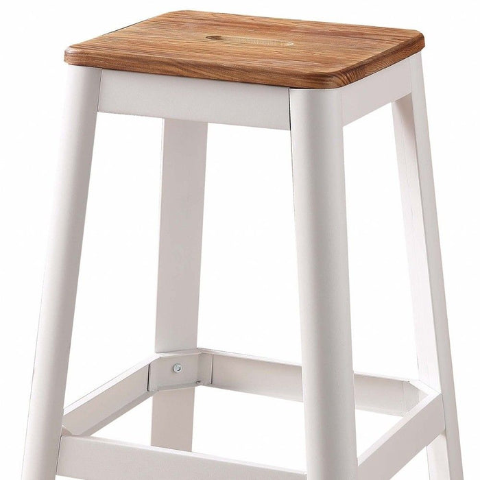 Wood Bar Stool - Contrast White And Natural