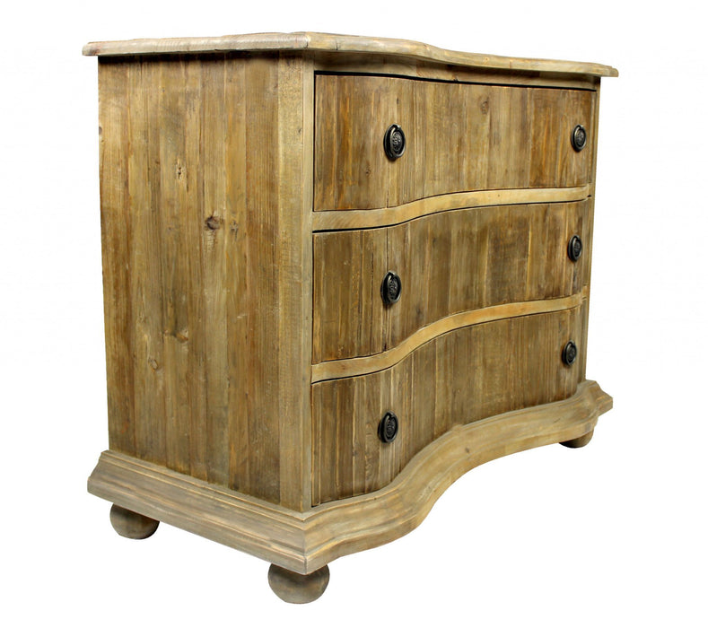 Solid Wood Three Drawer Standard Dresser 44" - Natural