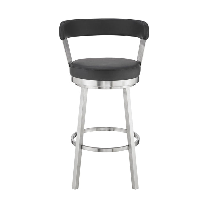 Faux Leather with Stainless Steel Finish Swivel Bar Stool 26" - Chic Black