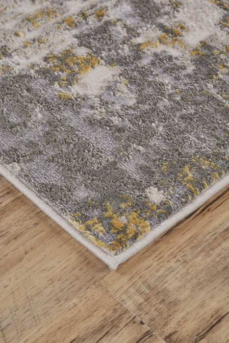 Abstract Area Rug - Gray And Gold - 12' X 15'