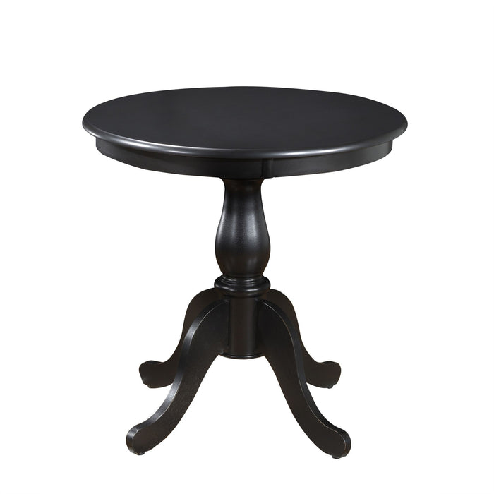 Round Turned Pedestal Base Wood Dining Table 30" - Antique Black