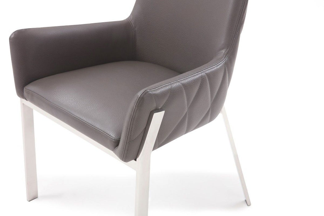 Dark Gray Faux Leather Dining Chair