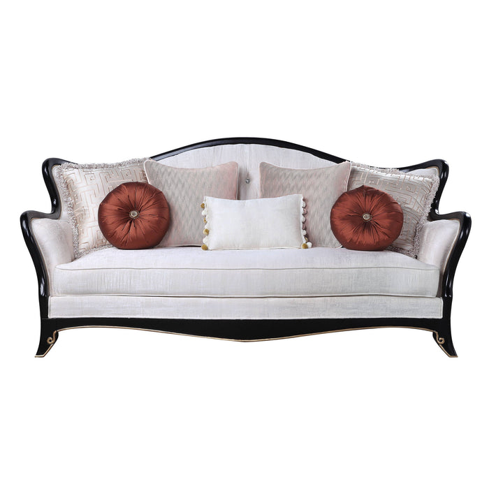 Sofa With Seven Toss Pillows 86" - Beige And Black