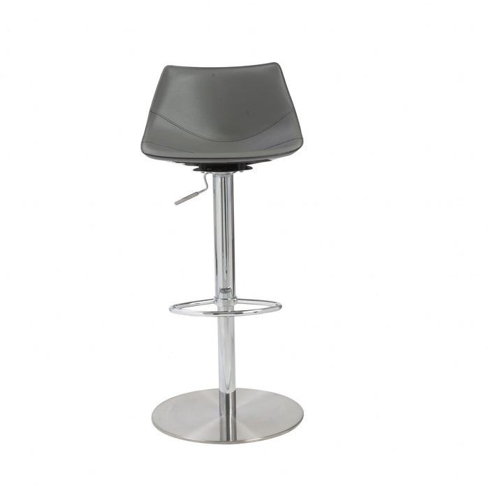 Steel Swivel Low Back Bar Height Chair With Footrest 40" - Gray Silver