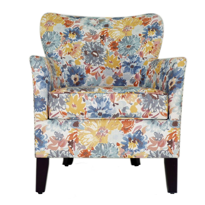 Polyester Blend Floral Arm Chair 29" - Blue Yellow and Brown