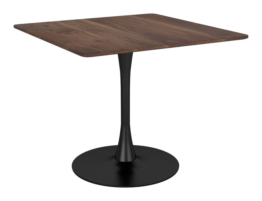 Square Pedestal Dining Table - Brown and Black