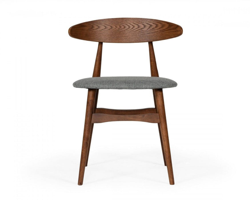 Walnut Fabric Dining Chairs (Set of 2) - Gray