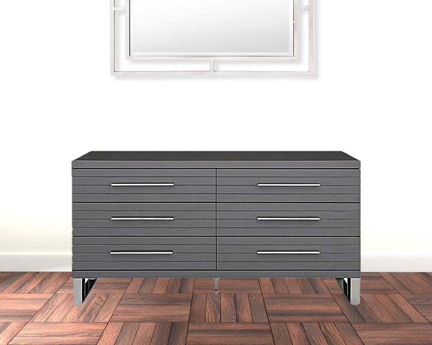 Solid And Manufactured Wood Six Drawer Standard Dresser 59" - Gray