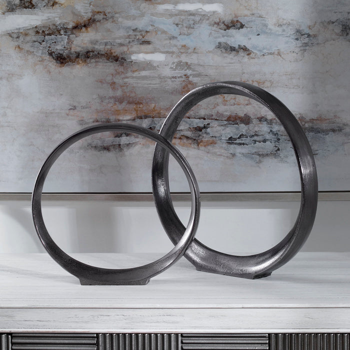Orbits - Ring Sculptures (Set of 2) - Black