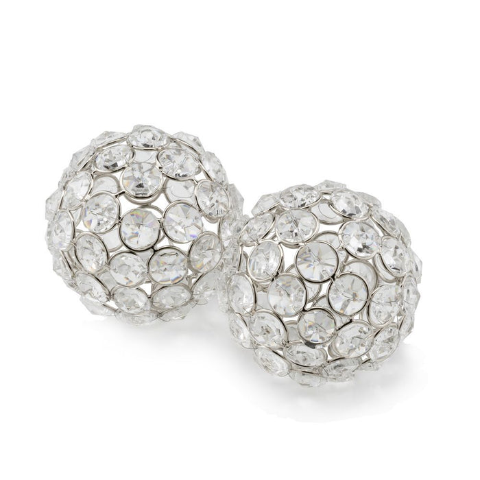 Iron And Crystal Spheres (Set of 2) - Silver