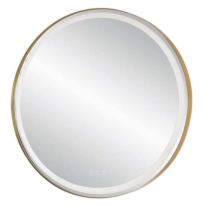 Crofton - Lighted Brass Round Mirror