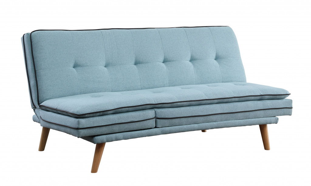 Sofa 72" - Blue Linen And Brown