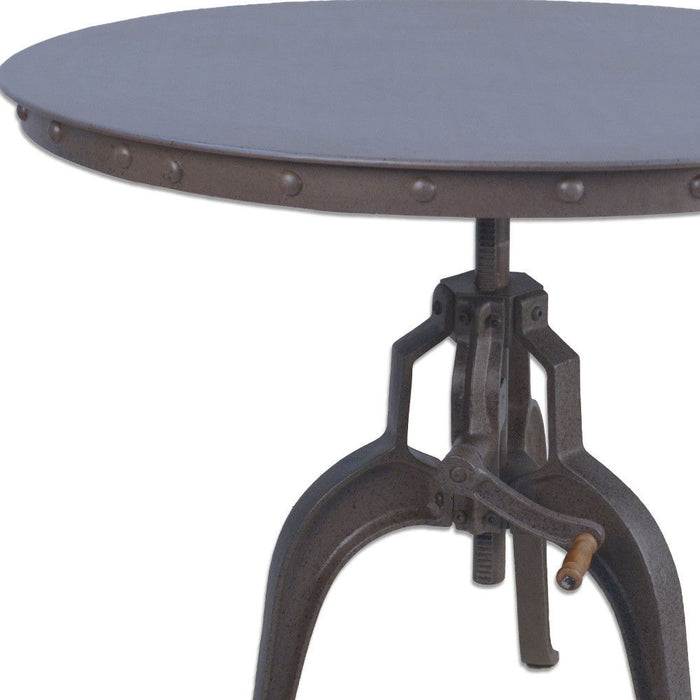 Adjustable Crank Round Top Dining Table 36" - Industrial Gray
