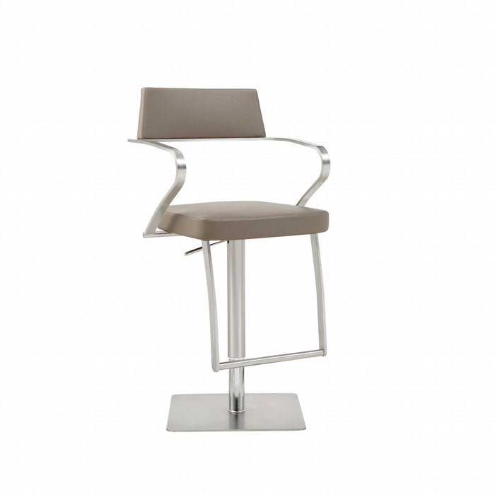 Modern Adjustable Barstool With Arms - Taupe
