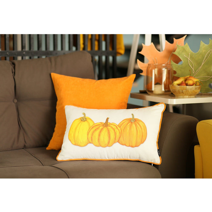 20"Lx12"H Thanksgiving Pumpkin Throw Pillow Cover (Set of 2) - Multicolor