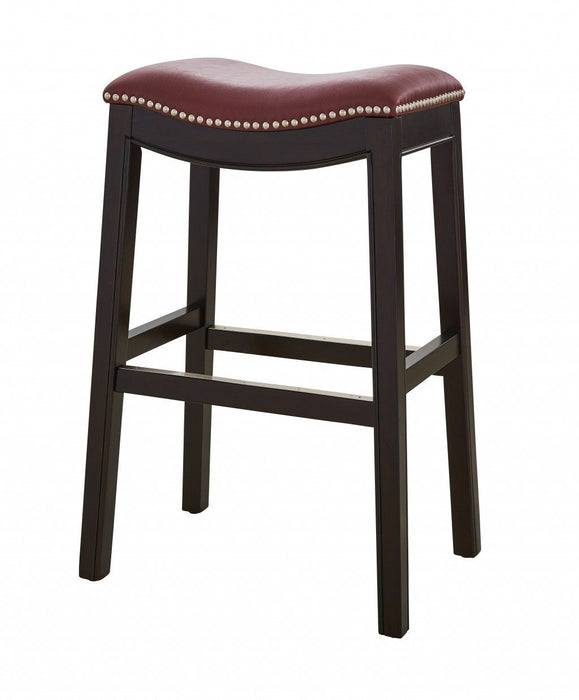 Saddle Style Counter Height Bar Stool Vinyl 30" - Espresso And Red