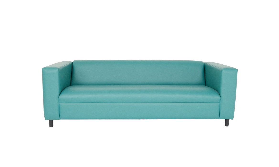 Sofa 84" - Blue Faux Leather And Black