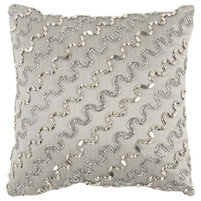 Beaded Chevron Throw Pillow - Lux Silver And Gold