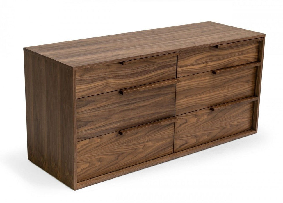 Manufactured Wood Six Drawer Double Dresser 60" - Walnut