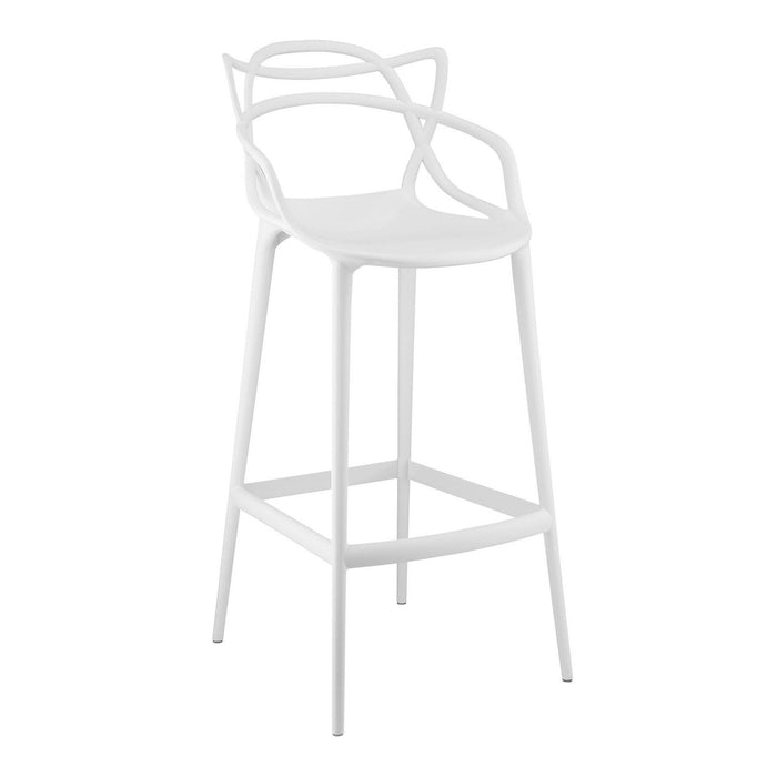 Abstract Mod Low Back Bar Height Chair With Footrest 43" - White