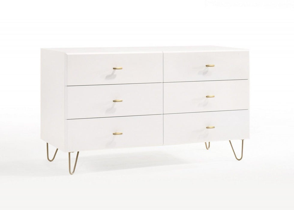 Manufactured Wood Six Drawer Double Dresser 51" - White