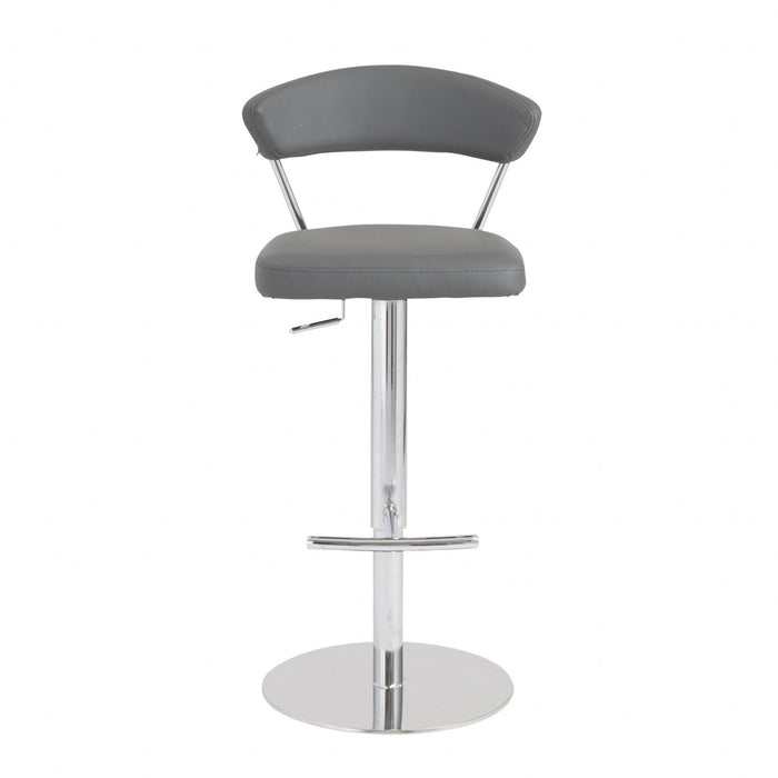Steel Swivel Low Back Bar Height Chair With Footrest 42" - Gray And Silver