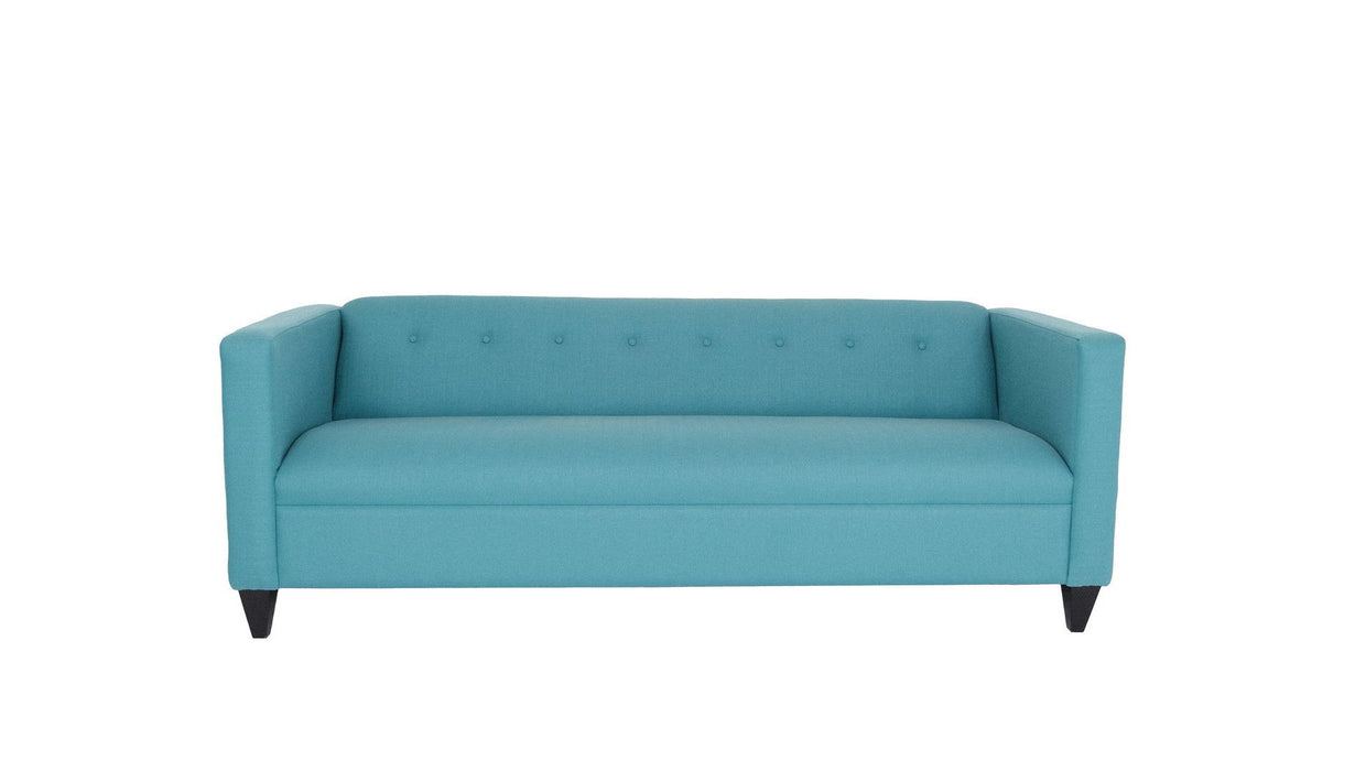 Sofa 80" - Teal Blue Polyester And Dark Brown