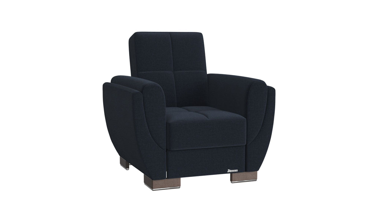 Microfiber Tufted Convertible Chair 36" - Dark Blue