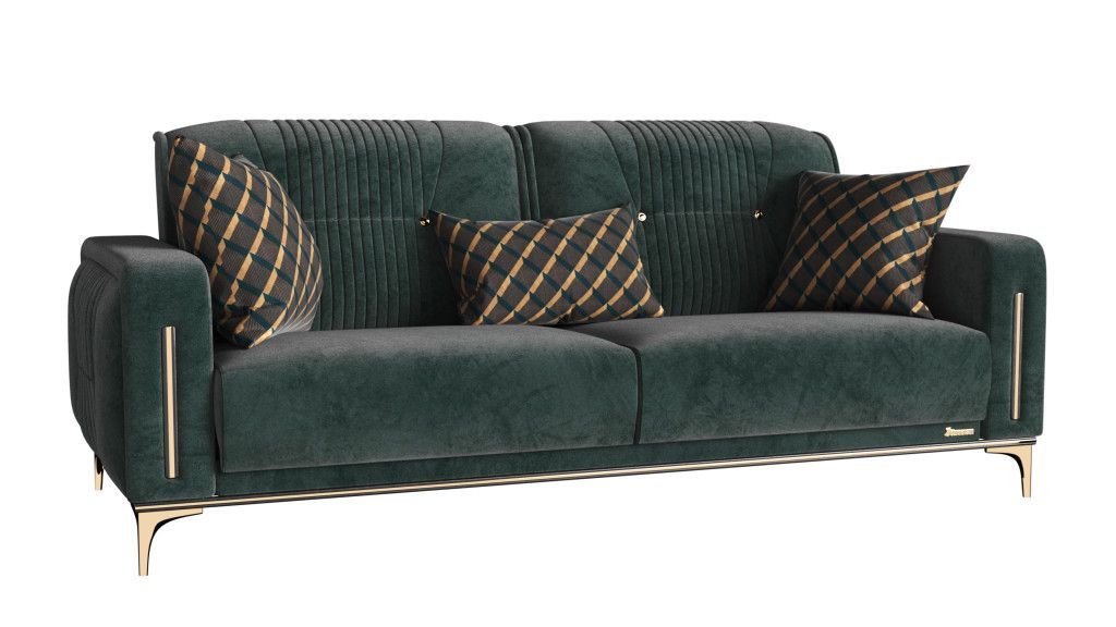 Microfiber Sleeper Sofa With Two Toss Pillows 85" - Green