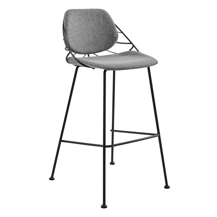 Steel Low Back Bar Height Chairs With Footrest (Set of 2) 40" - Light Gray And Black