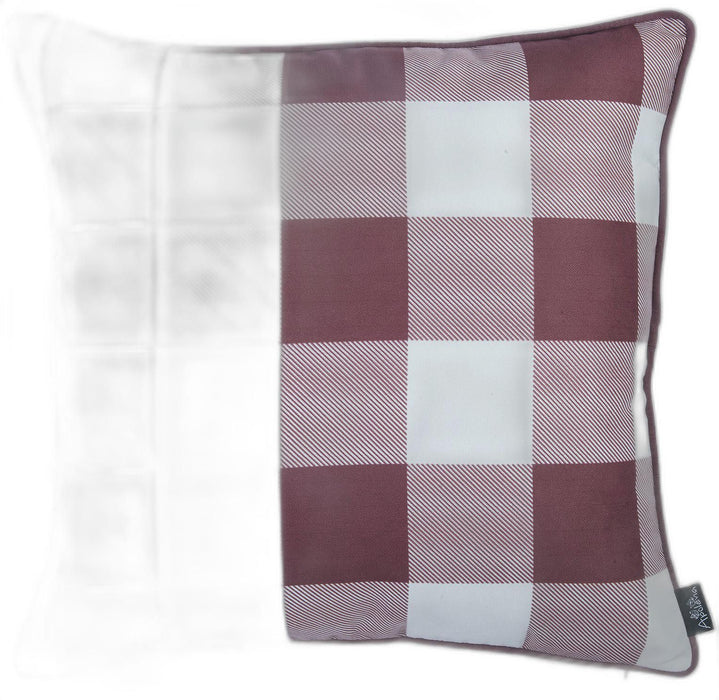 18"Lx18"H Fall Thanksgiving Gingham Throw Pillow Cover (Set of 2) - Purple And White