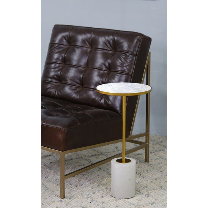 Marble End Or Side Table - Gold And White