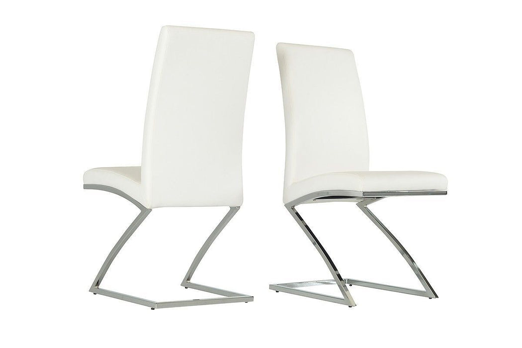 Modern Faux Leather And Chrome Dining Chairs (Set of 2) -  White