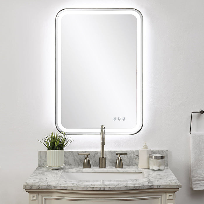 Crofton - Lighted Nickel Vanity Mirror - Gray