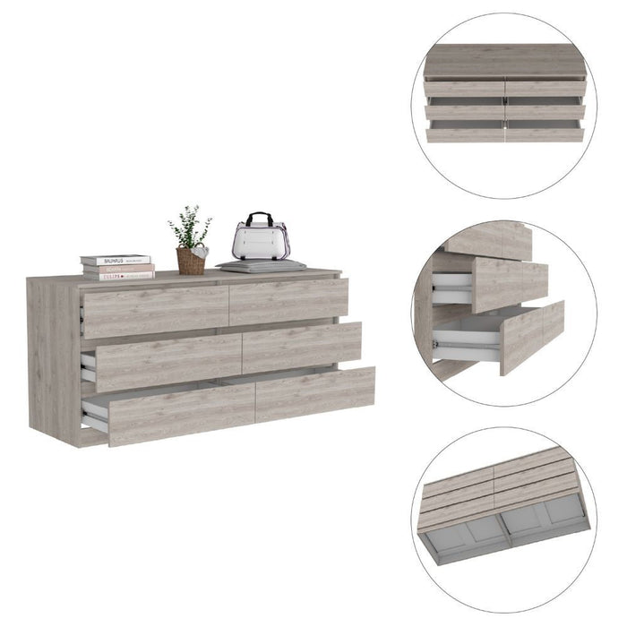 Manufactured Wood Four Drawer Double Dresser 60" - Light Gray