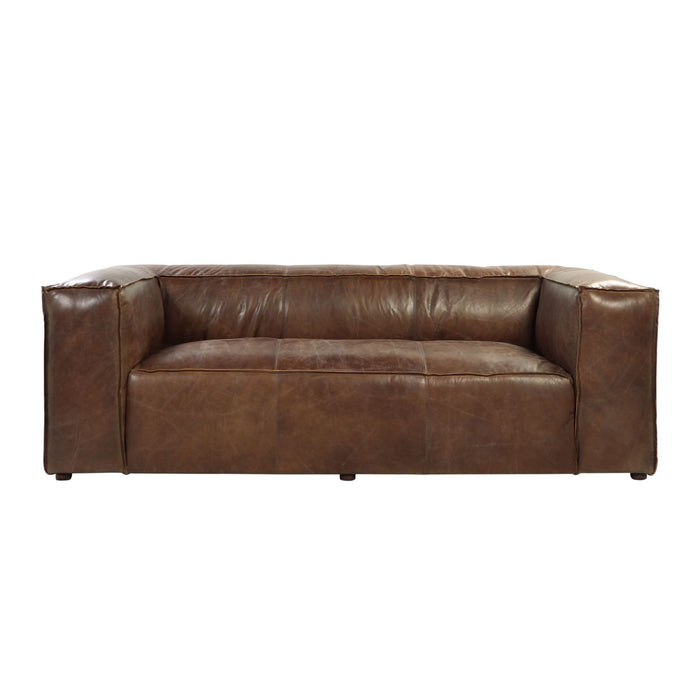 Sofa 98" - Brown Top Grain Leather And Black
