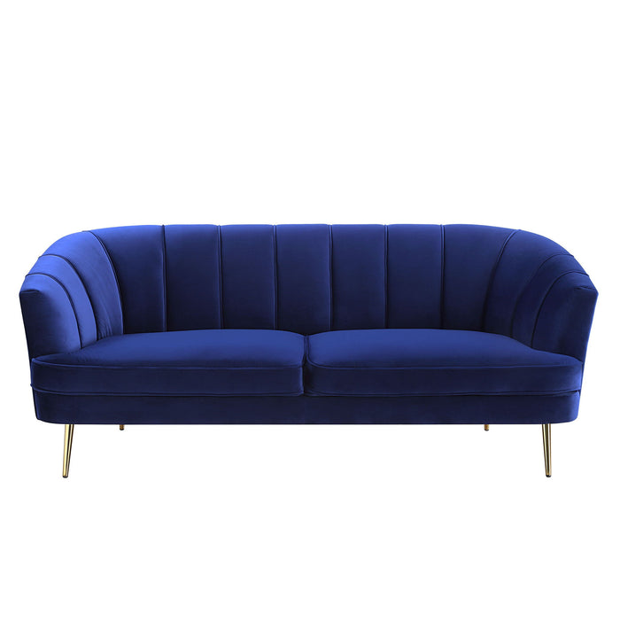 Sofa 78" - Blue Velvet And Gold