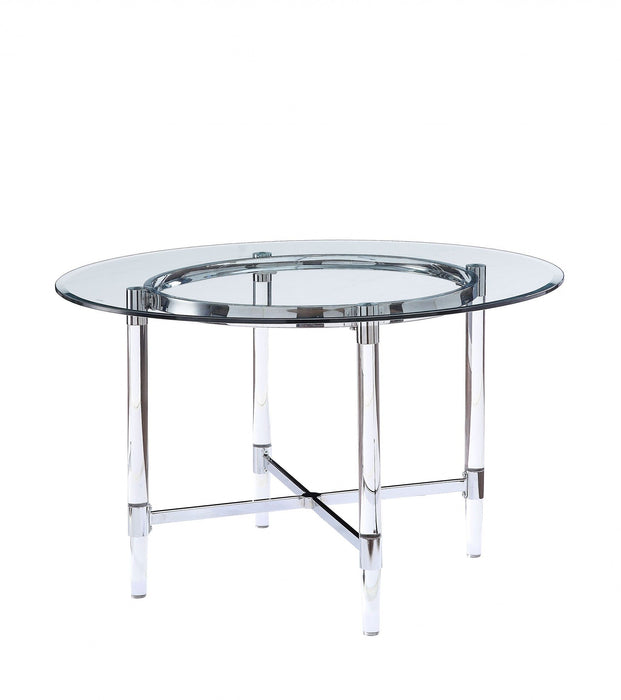 Striking Round Dining Table 48" - Glass And Acrylic