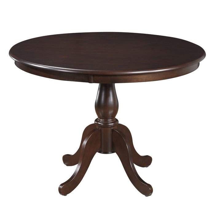Round Turned Pedestal Base Wood Dining Table 42" - Espresso Brown