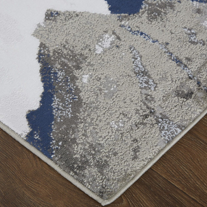 Abstract Area Rug - Blue Gray And White - 8' X 11'