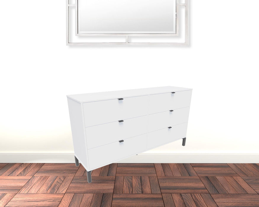 Six Drawer Double Dresser 59" - White and Black