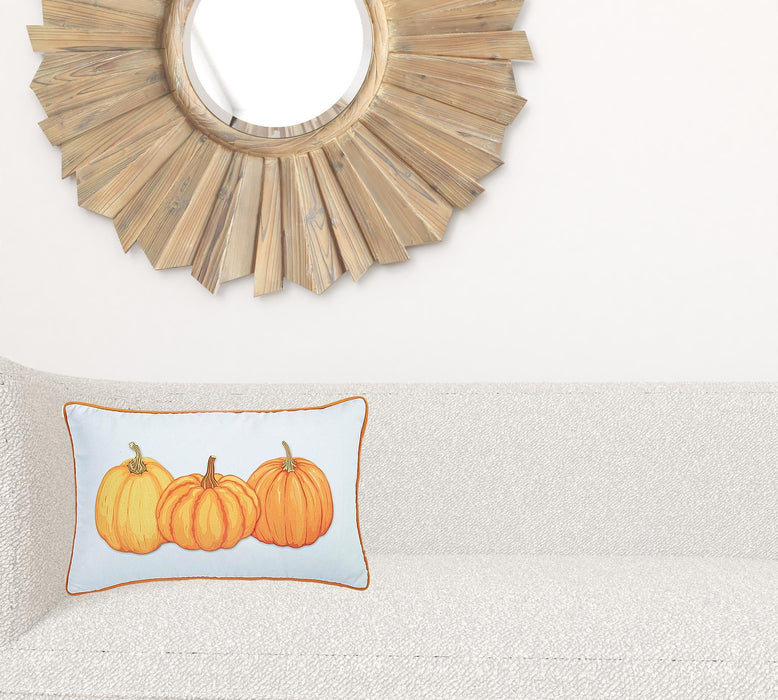 Pumpkin Trio Lumbar Decorative Throw Pillow Cover - Orange