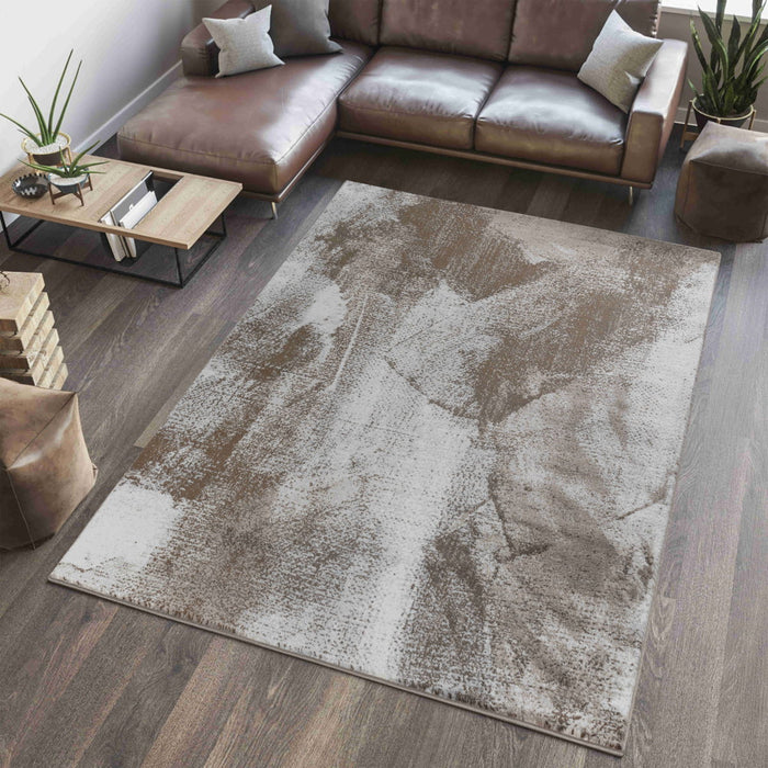 Abstract Area Rug - Brown Dark- 8' X 11'