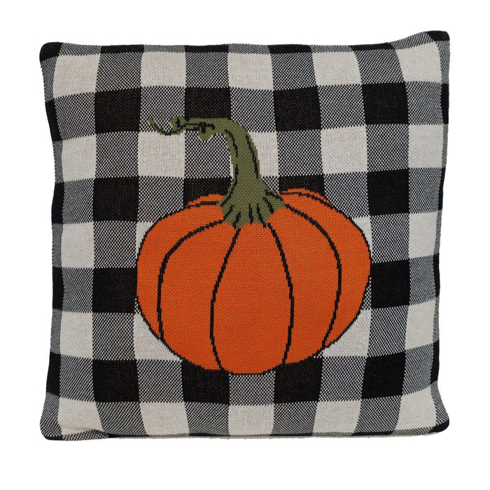 Buffalo Check Pumpkin Throw Pillow - Black And White