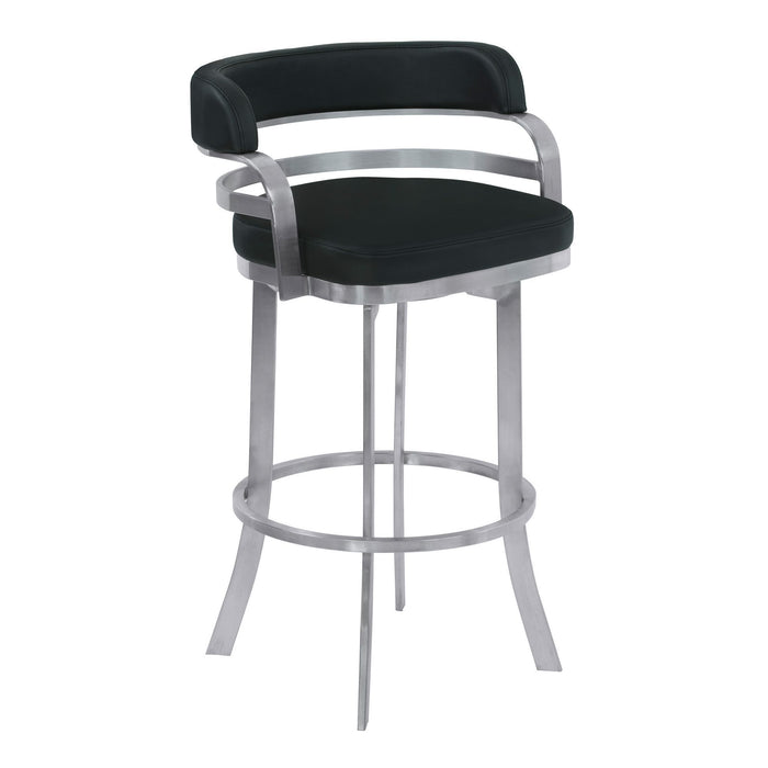 Brushed Stainless Steel Counter Height Swivel Backless Bar Chair 34" - Black