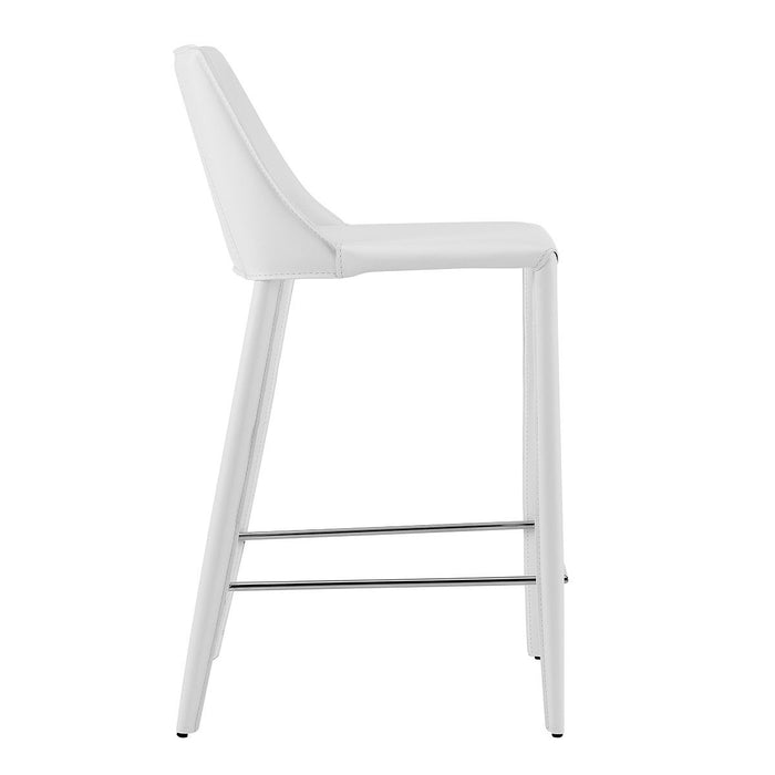 Steel Low Back Counter Height Bar Chair With Footrest 36" - White