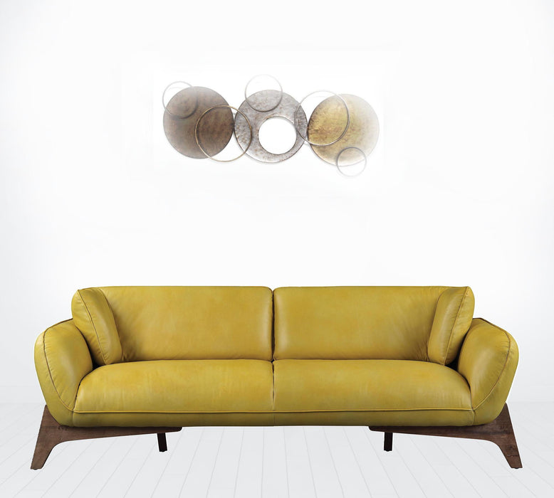 Sofa 90" - Mustard Leather And Black