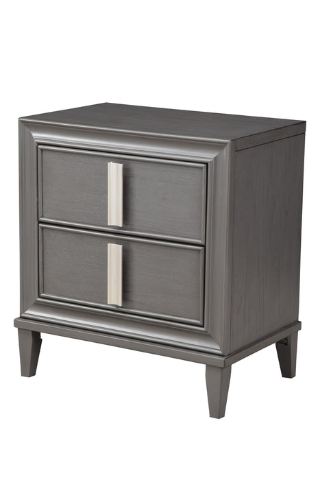 Contemporary Nightstand With 2 Drawer - Dark Gray
