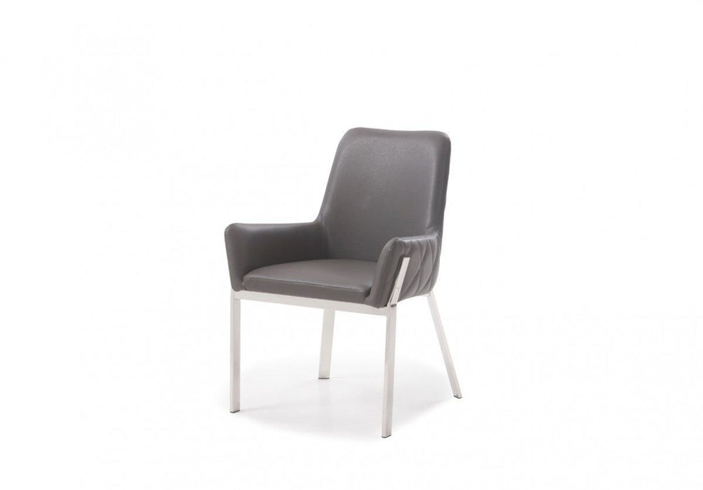Dark Gray Faux Leather Dining Chair