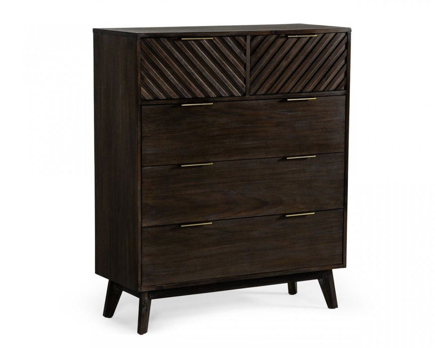 Solid Wood Five Drawer Standard Dresser 39" - Dark Acacia